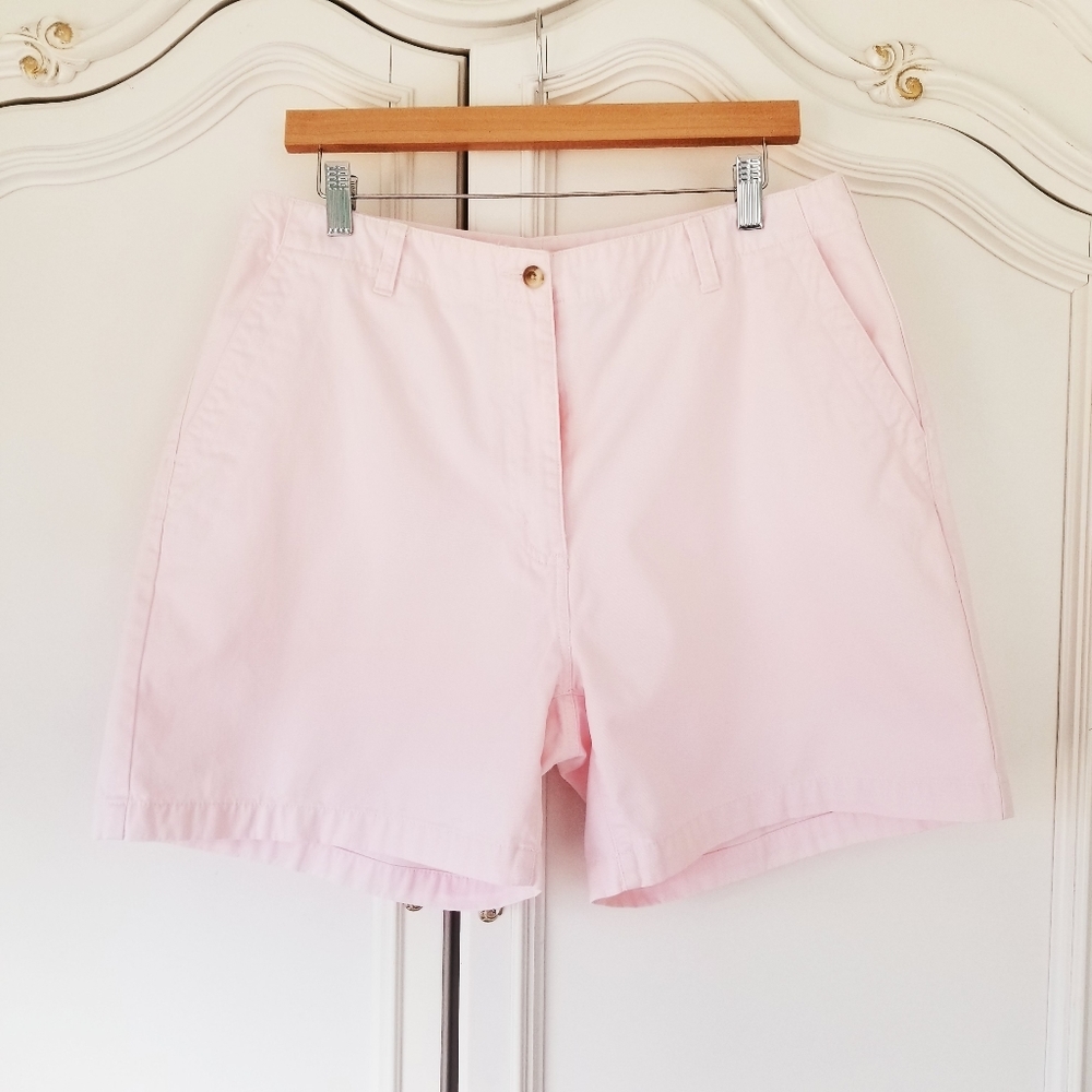 L.L. Bean Pink High Waist Chino Shorts 32" Waist 5.5" Inseam Women's 14